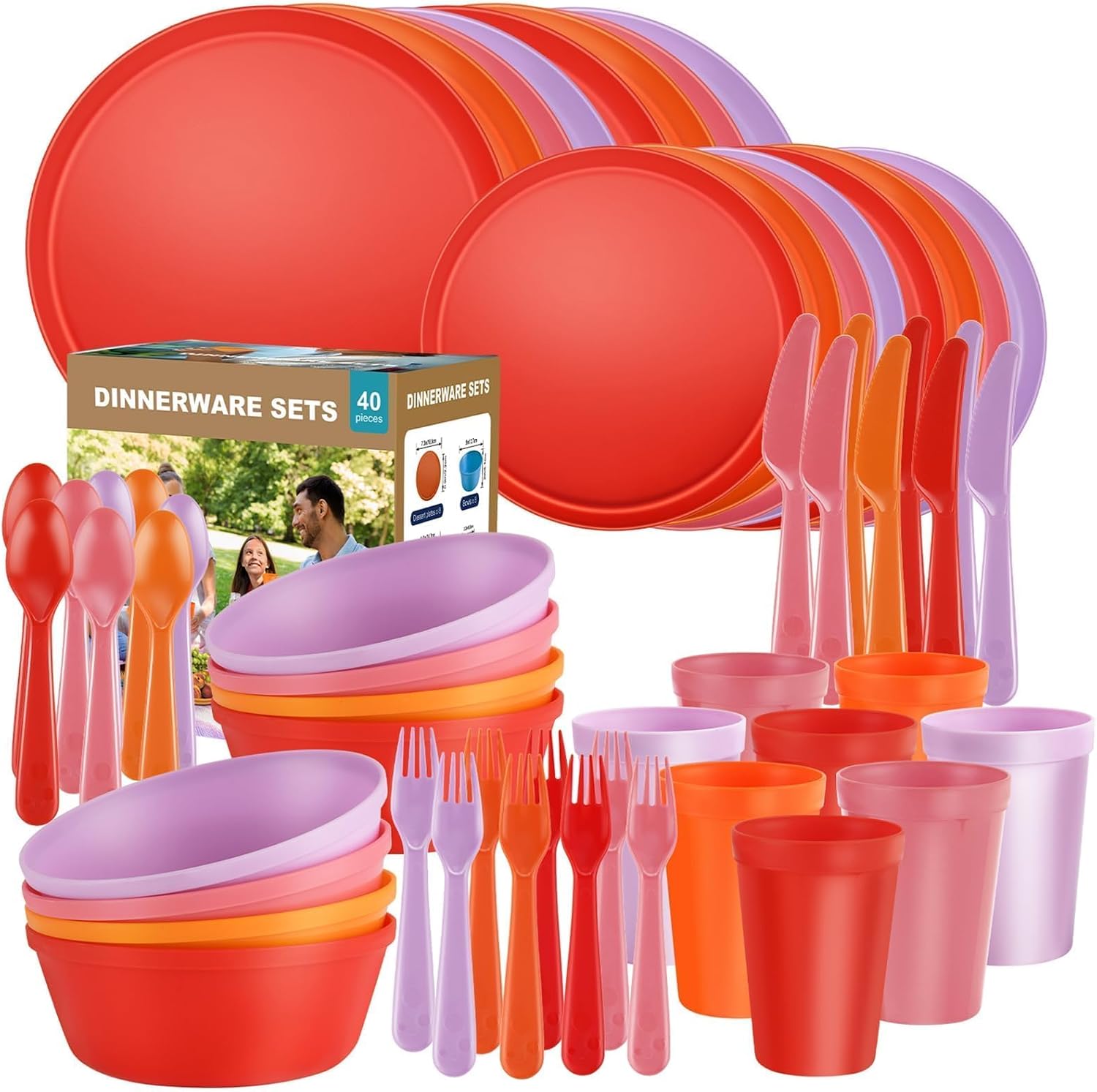 Gray Reusable Plastic Dinnerware - 40-Piece Set - Image 17