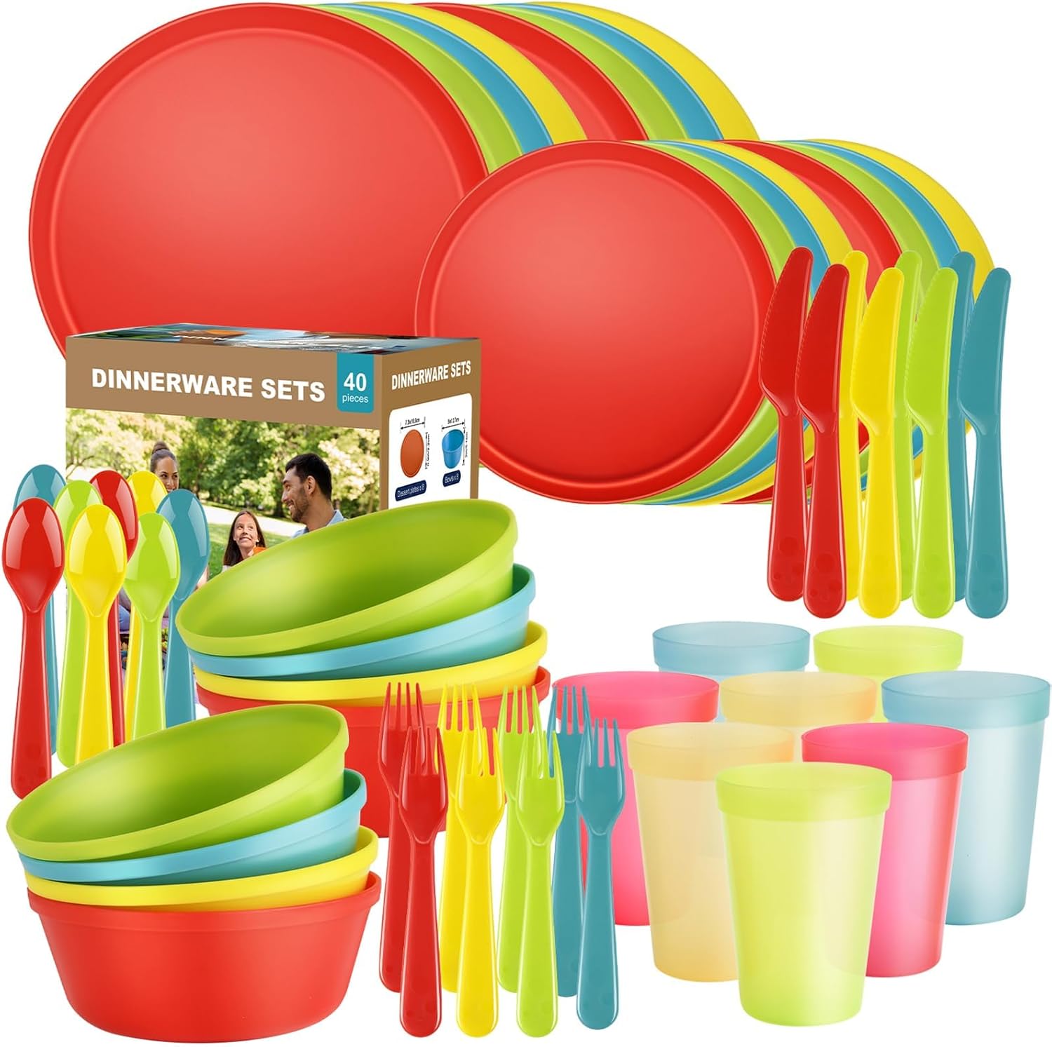 Gray Reusable Plastic Dinnerware - 40-Piece Set - Image 16