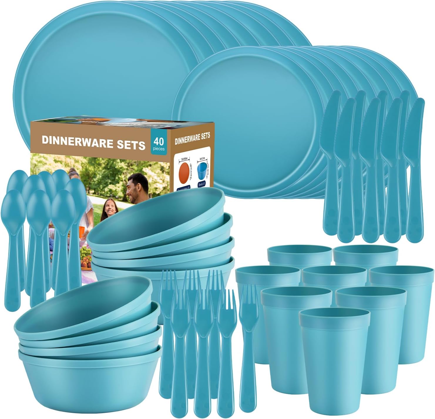 Gray Reusable Plastic Dinnerware - 40-Piece Set - Image 10