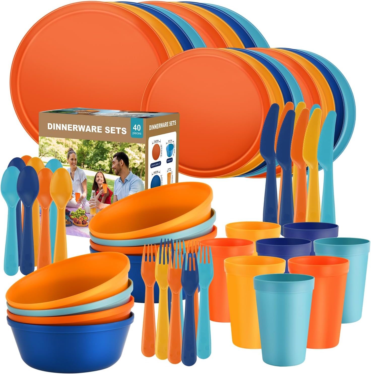 Gray Reusable Plastic Dinnerware - 40-Piece Set - Image 14