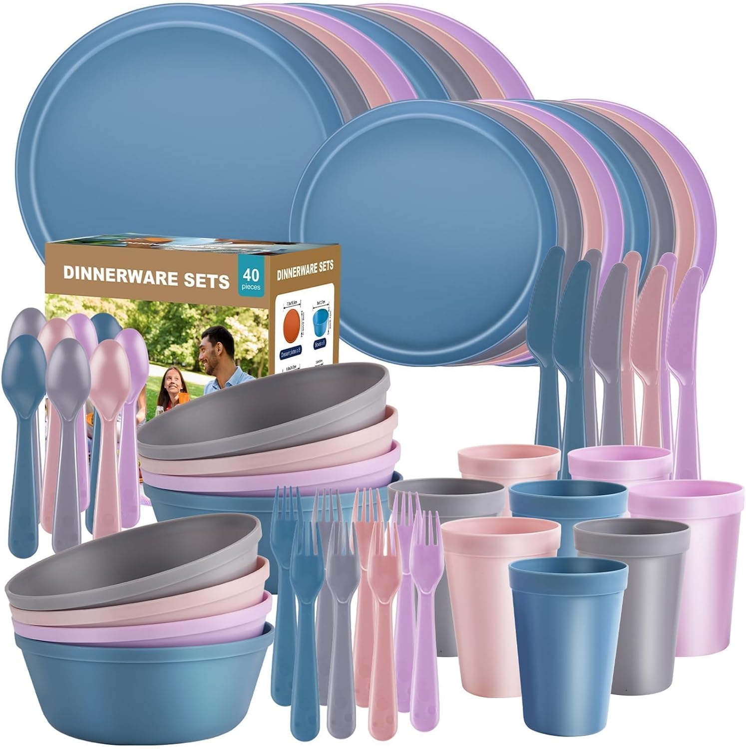 Gray Reusable Plastic Dinnerware - 40-Piece Set - Image 11