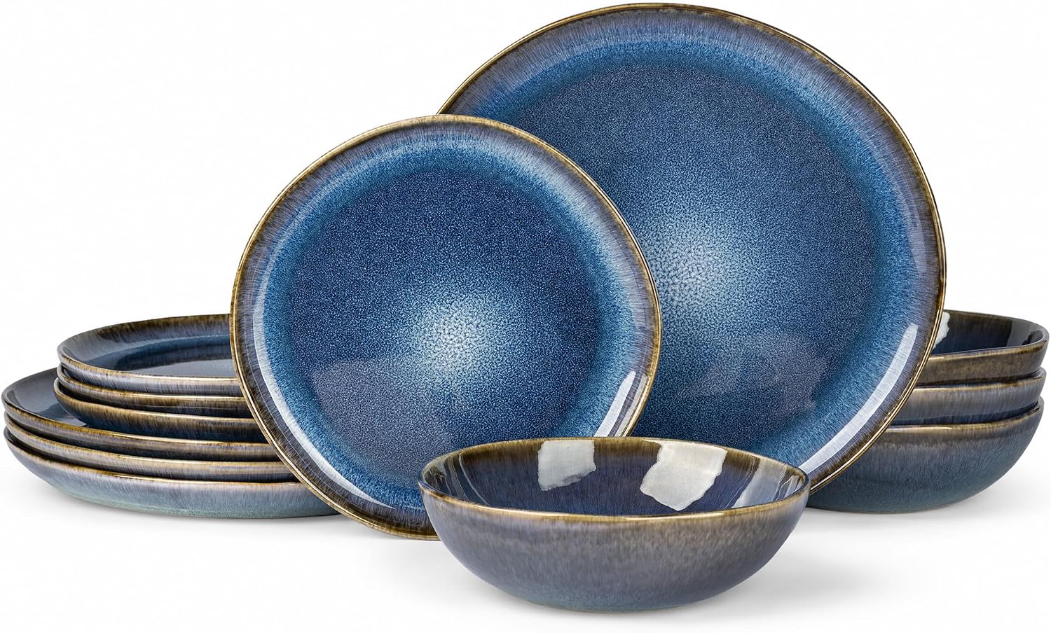 Cappuccino Reactive Glaze Dinnerware - 18-Piece Set - Image 25