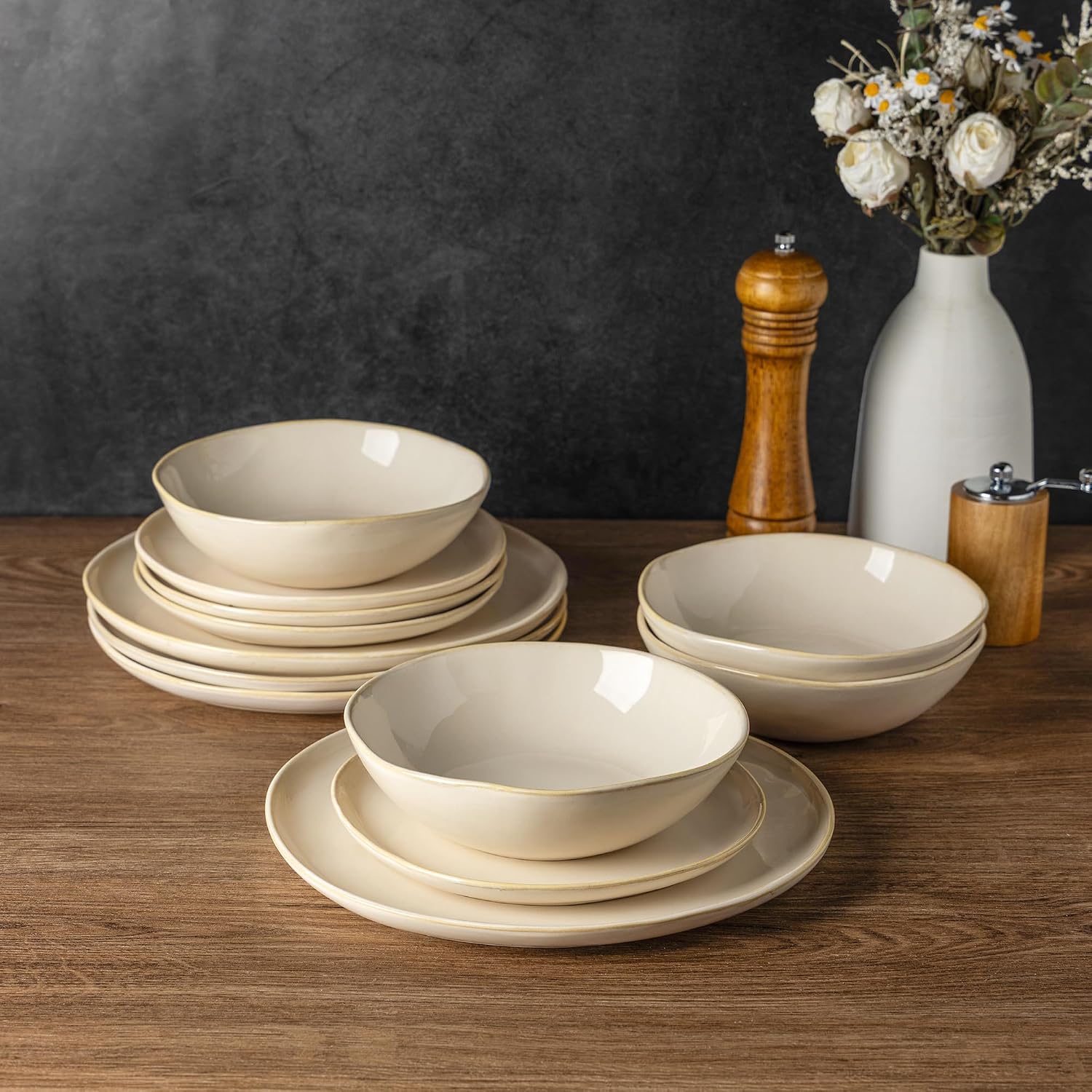 Cappuccino Reactive Glaze Dinnerware - 18-Piece Set - Image 22