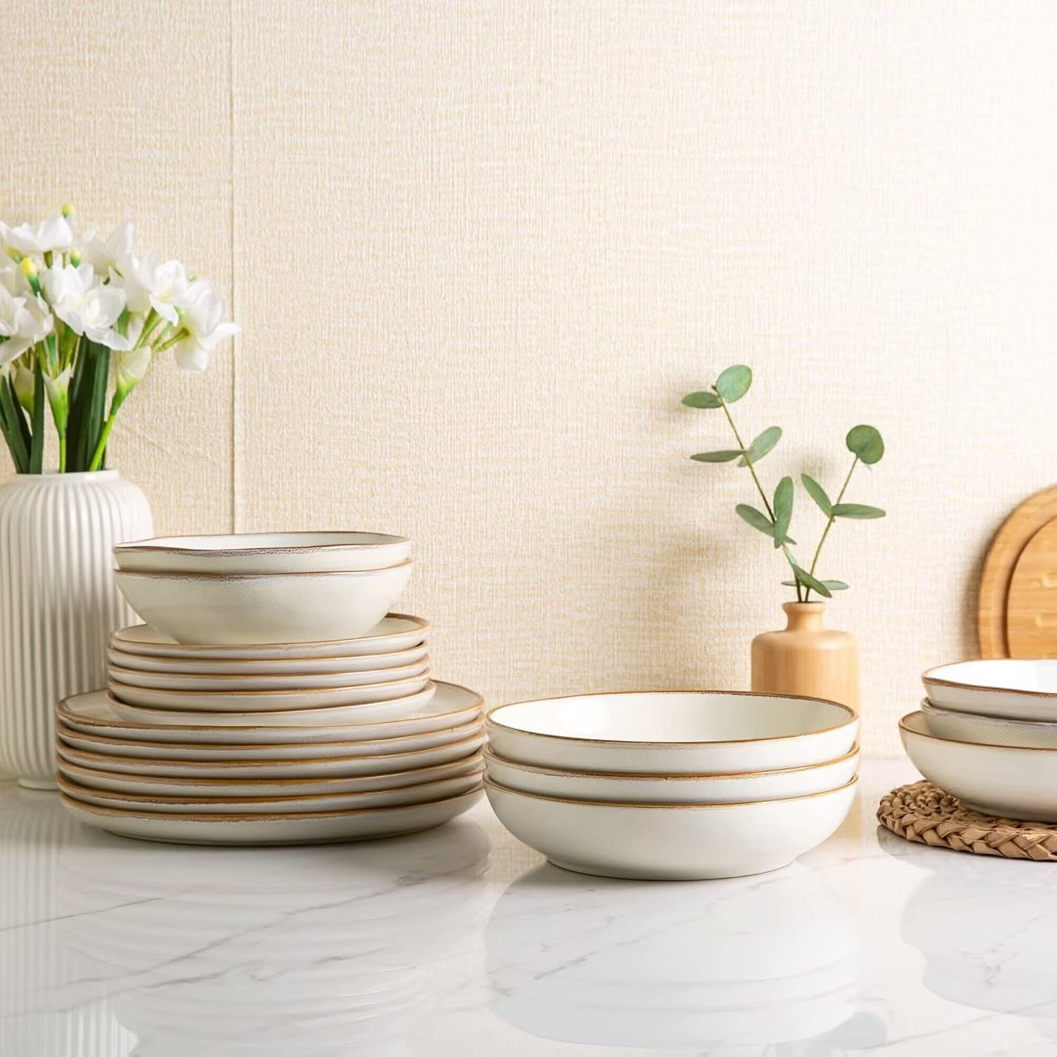 Cappuccino Reactive Glaze Dinnerware - 18-Piece Set - Image 13