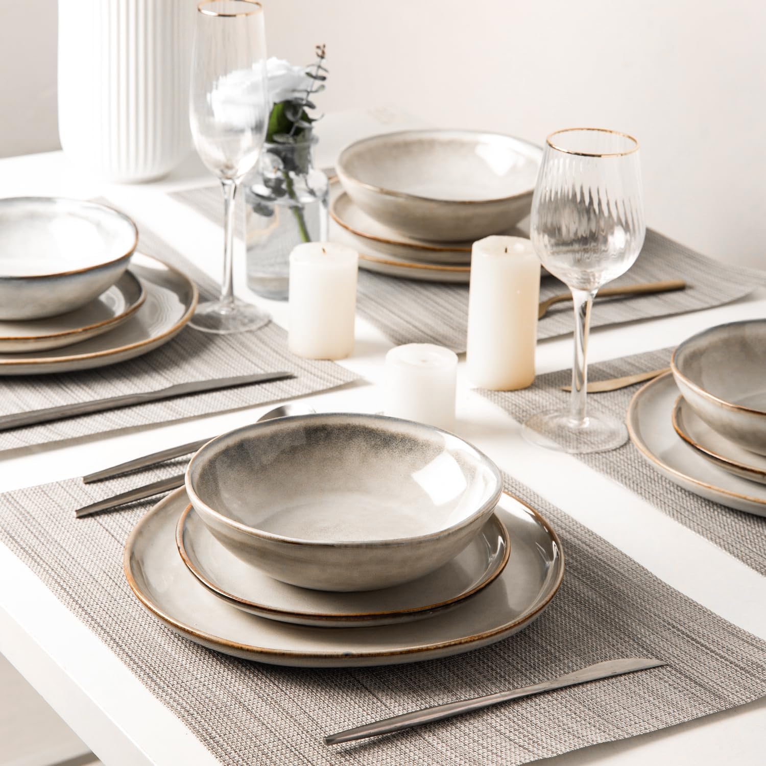 Cappuccino Reactive Glaze Dinnerware - 18-Piece Set - Image 7