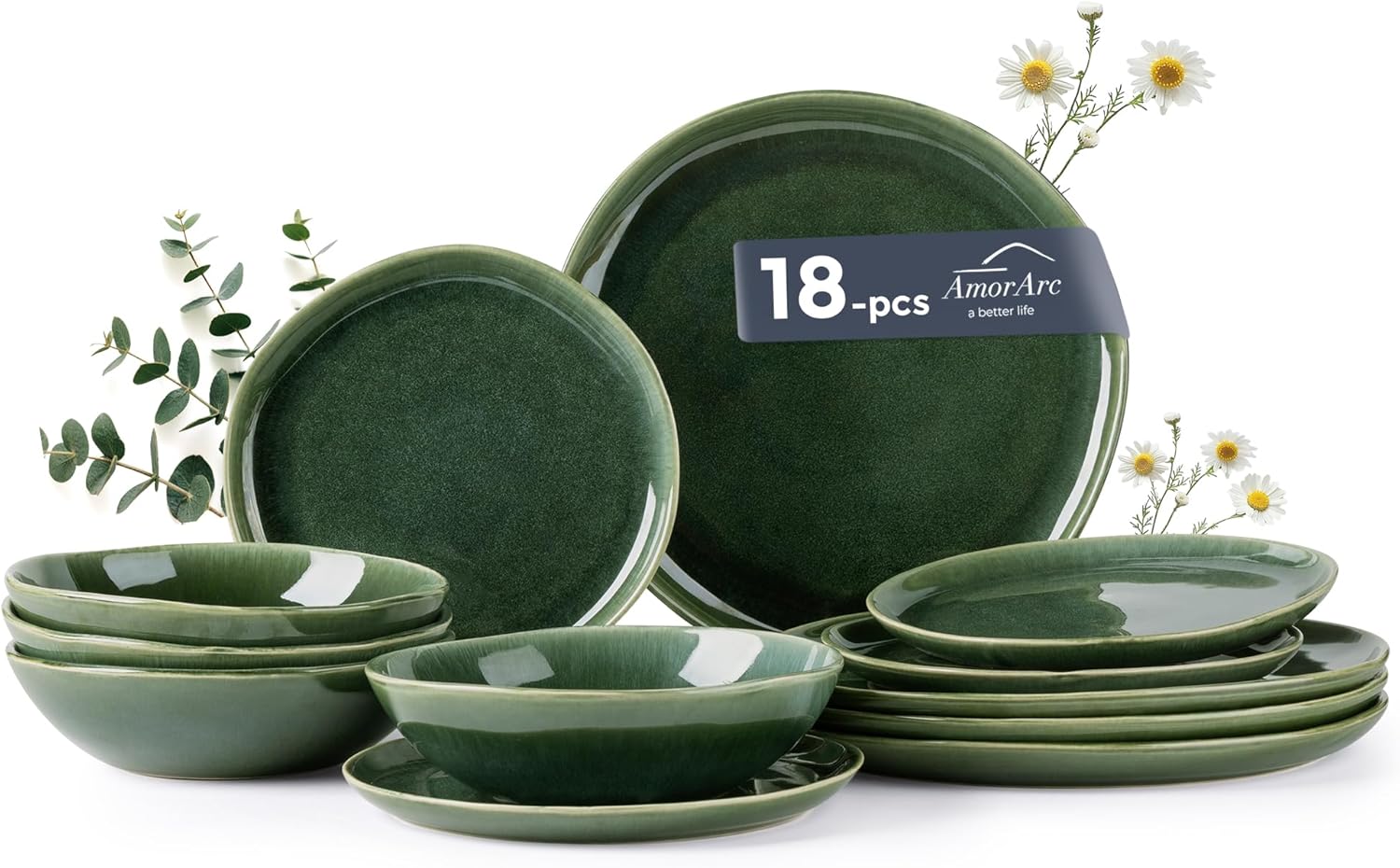 Cappuccino Reactive Glaze Dinnerware - 18-Piece Set - Image 23