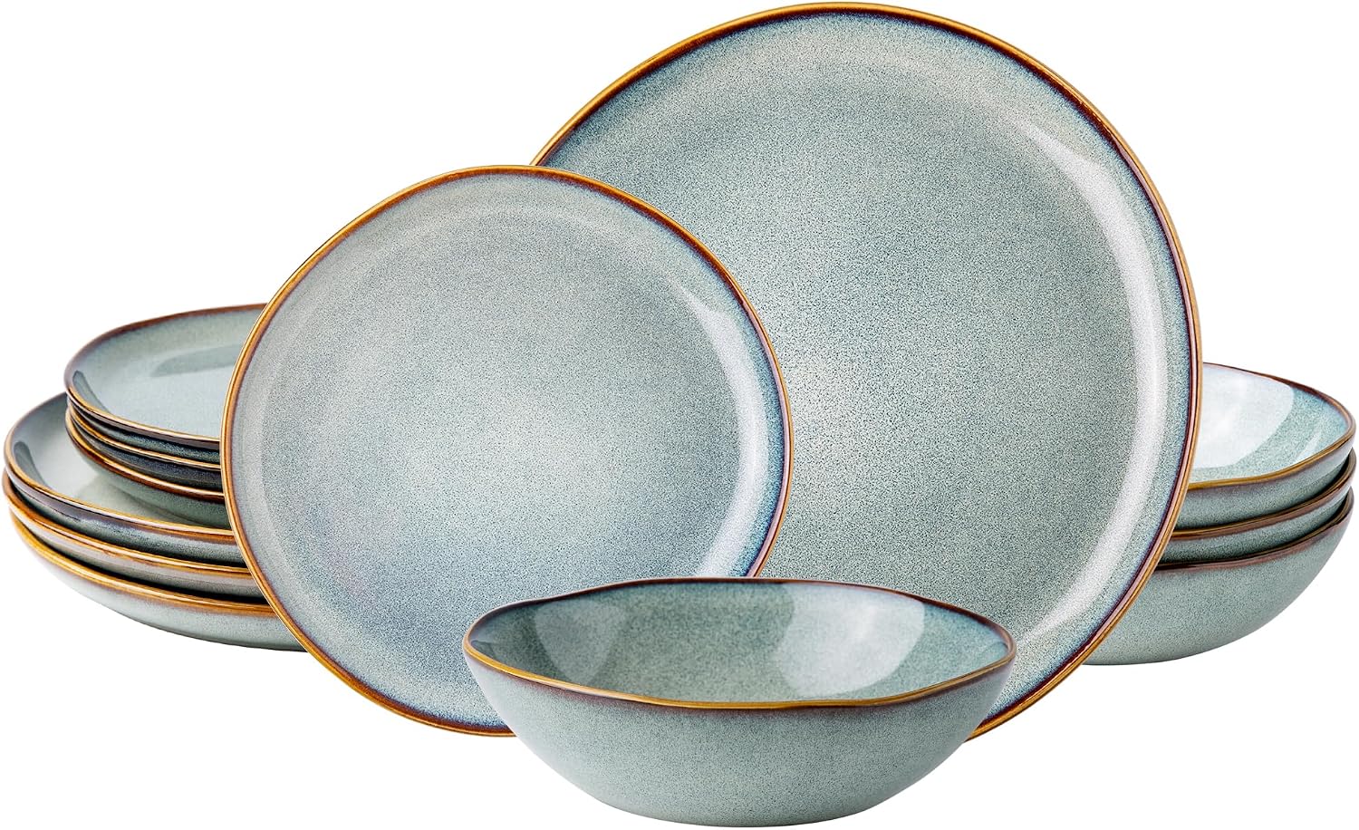 Cappuccino Reactive Glaze Dinnerware - 18-Piece Set - Image 17