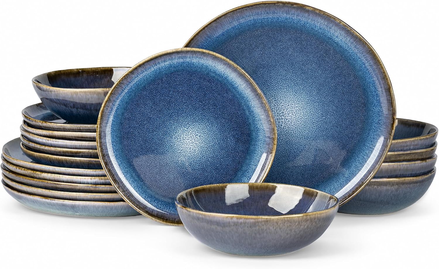 Cappuccino Reactive Glaze Dinnerware - 18-Piece Set - Image 26