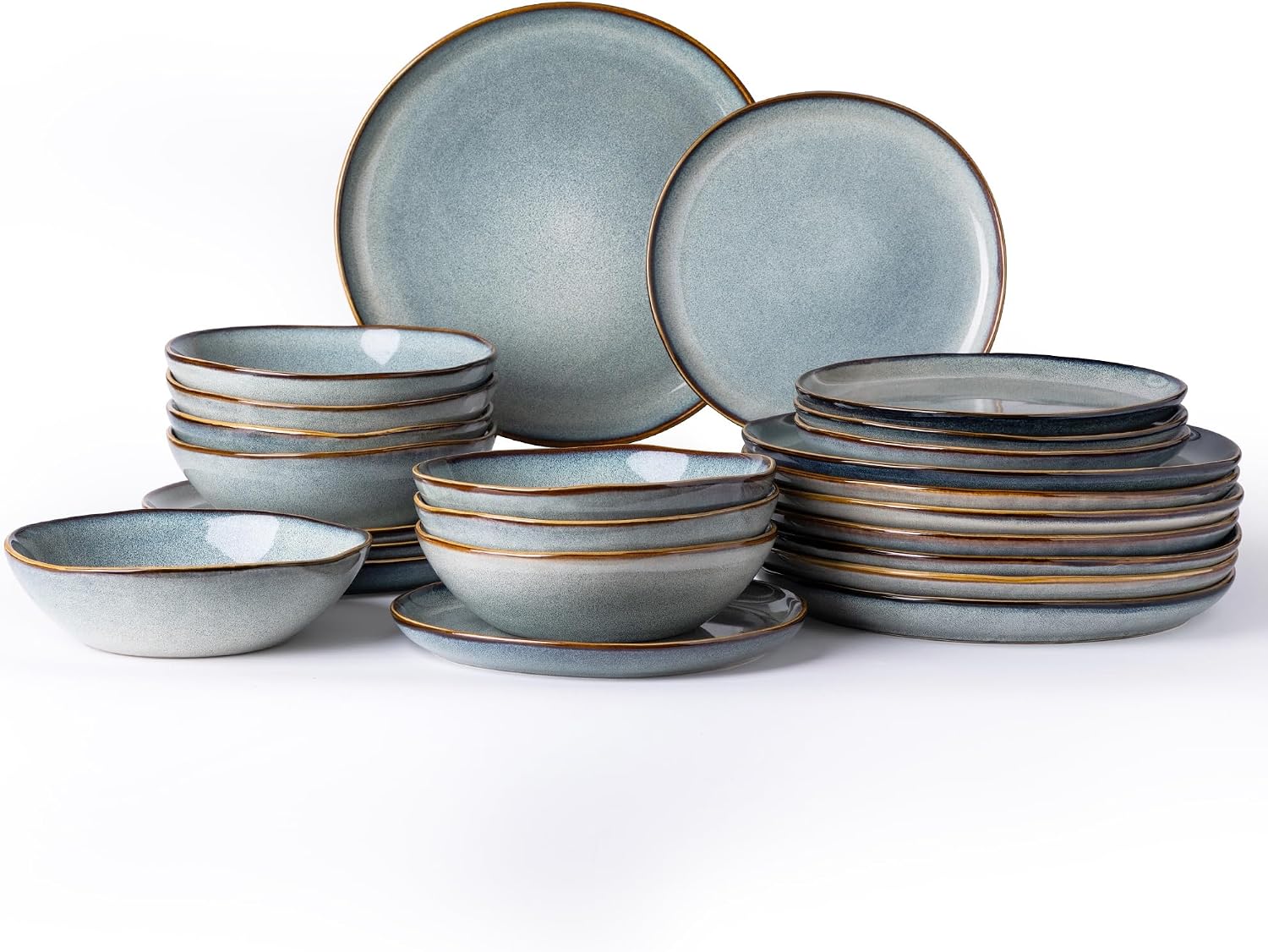 Cappuccino Reactive Glaze Dinnerware - 18-Piece Set - Image 18