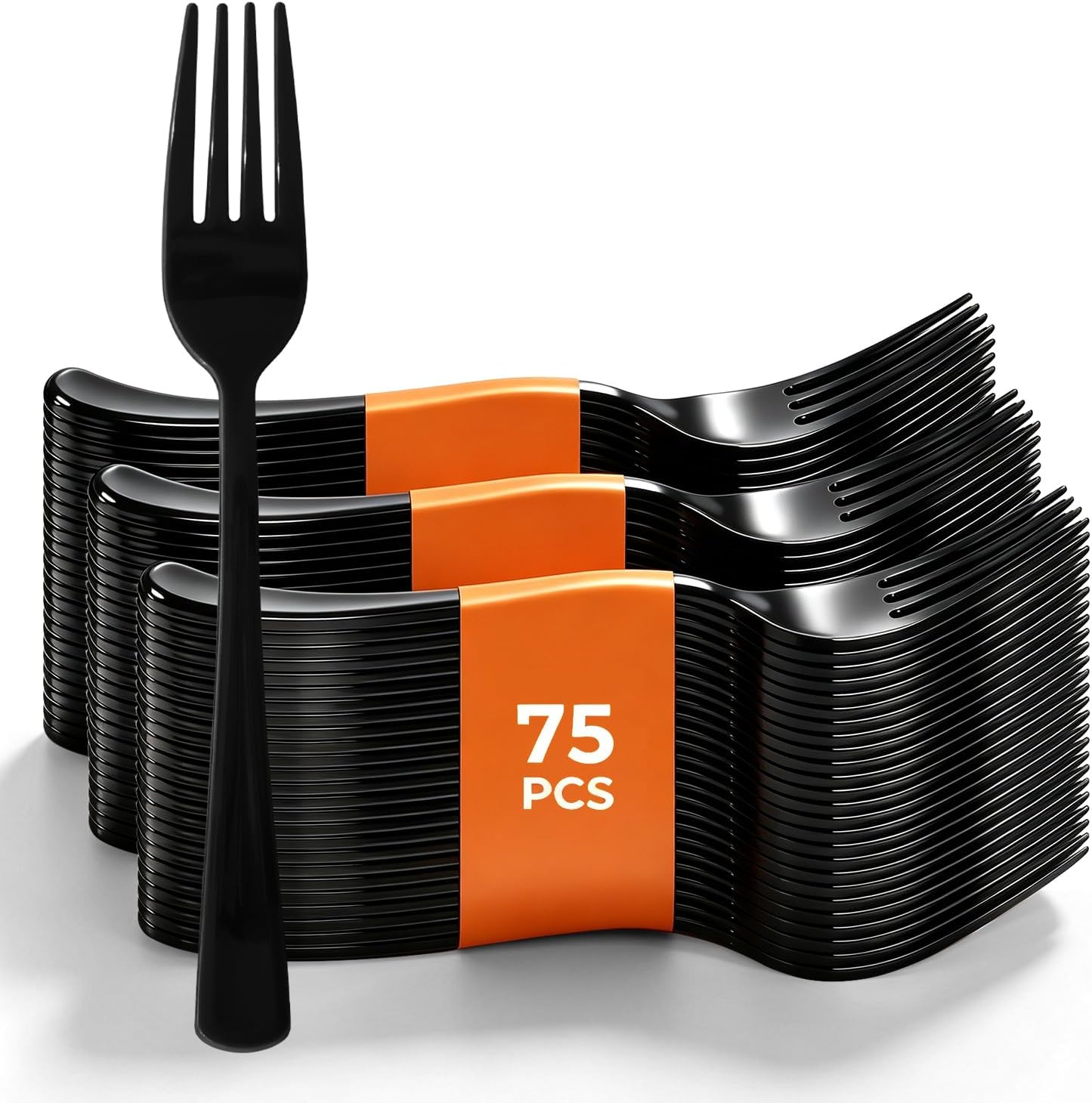 75 Piece Black Plastic Forks