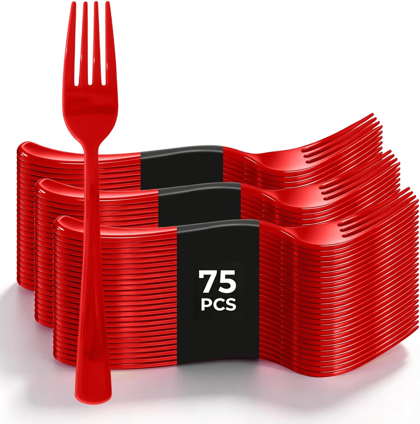 75 Piece Black Plastic Forks - Image 7