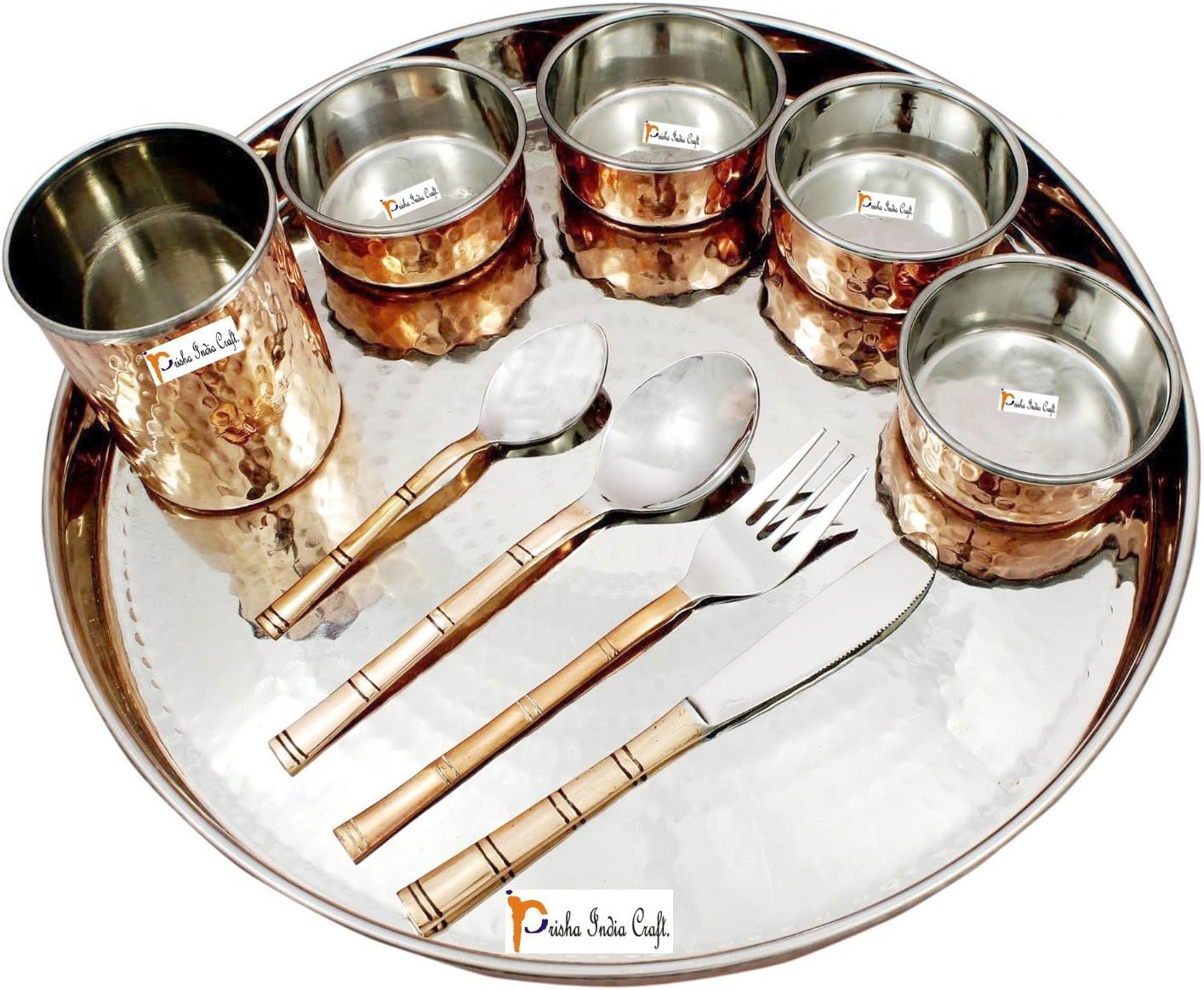 Copper Stainless Steel Thali Set - 10-Piece