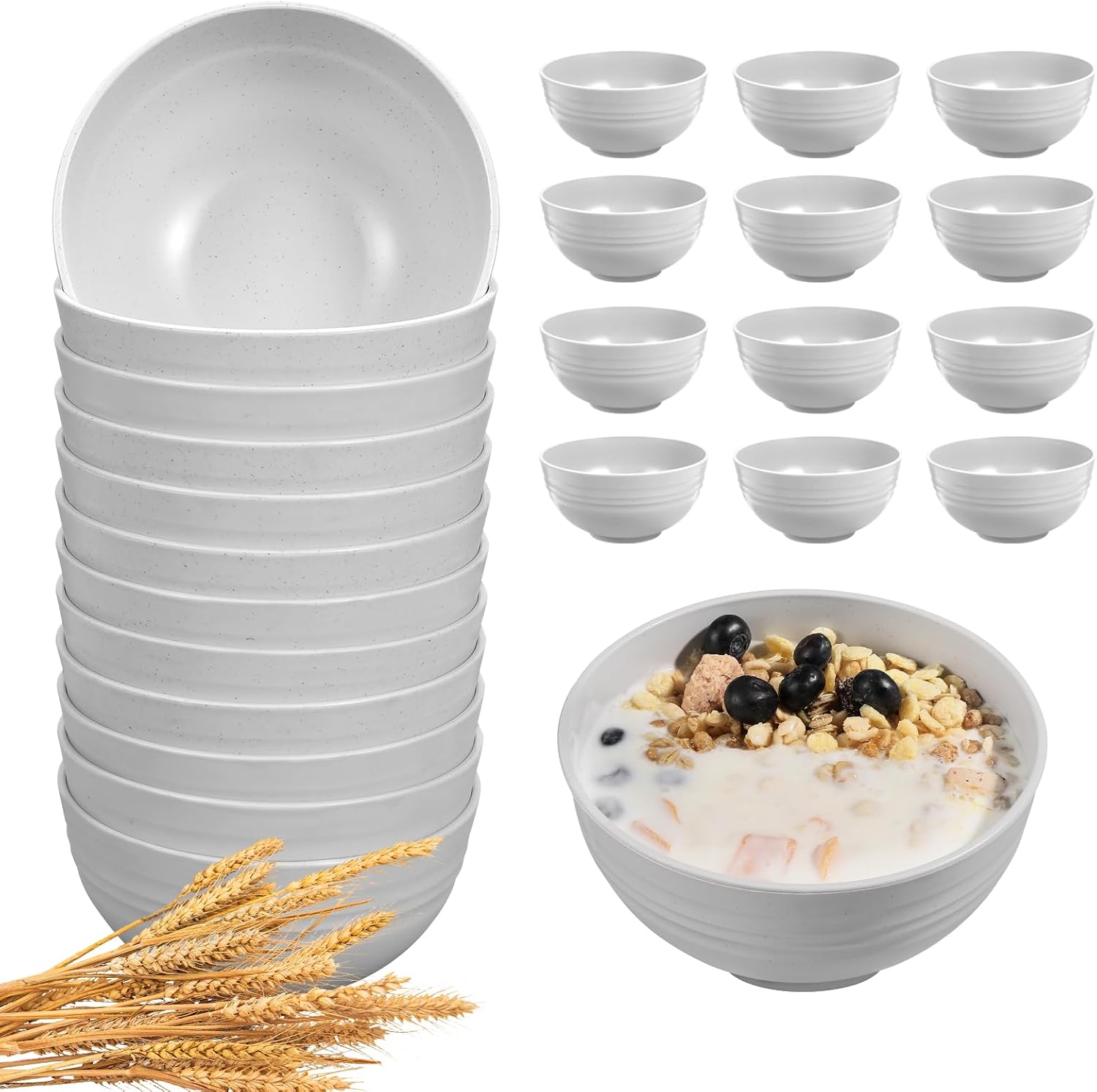 Wheat Straw Unbreakable Bowls - 12-Piece Set - Image 10