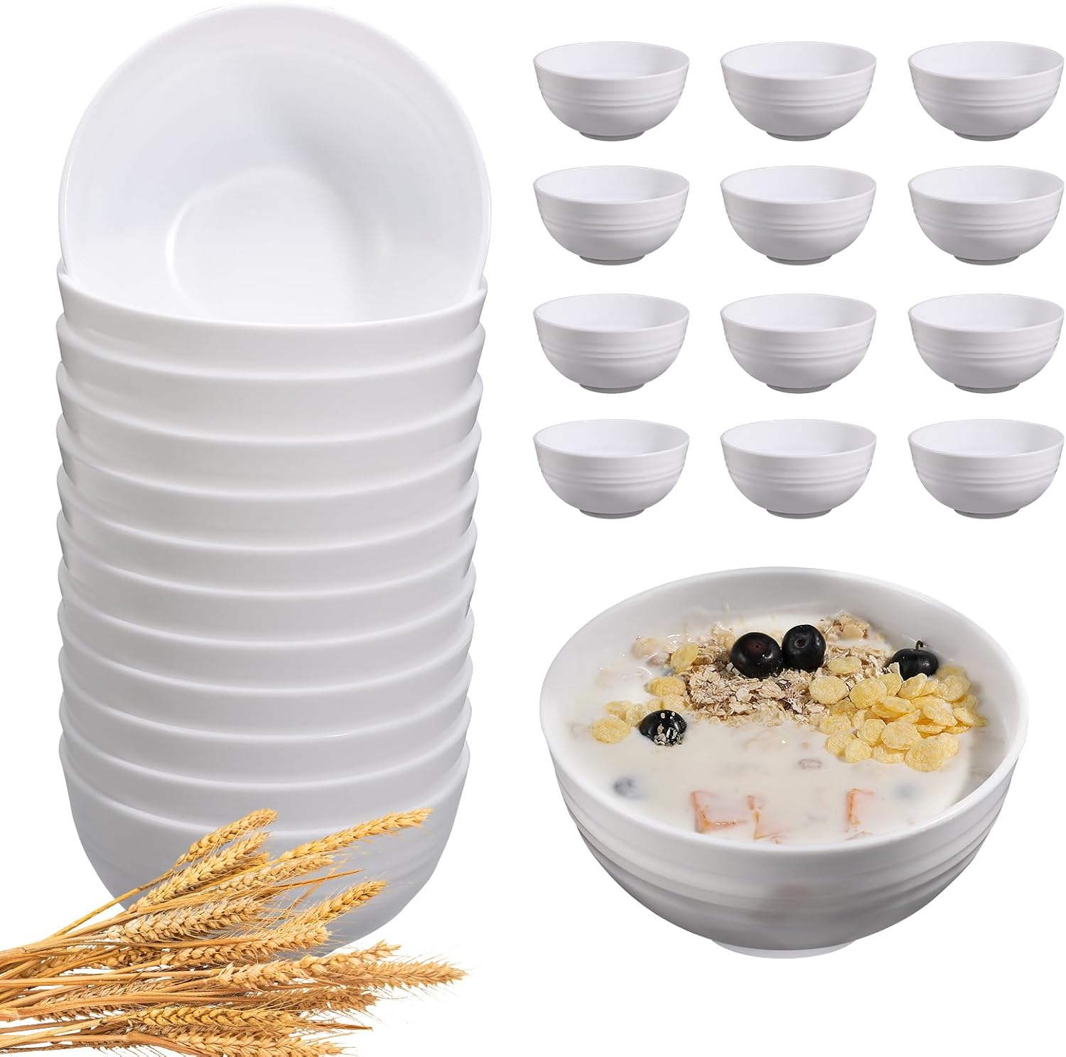 Wheat Straw Unbreakable Bowls - 12-Piece Set - Image 8