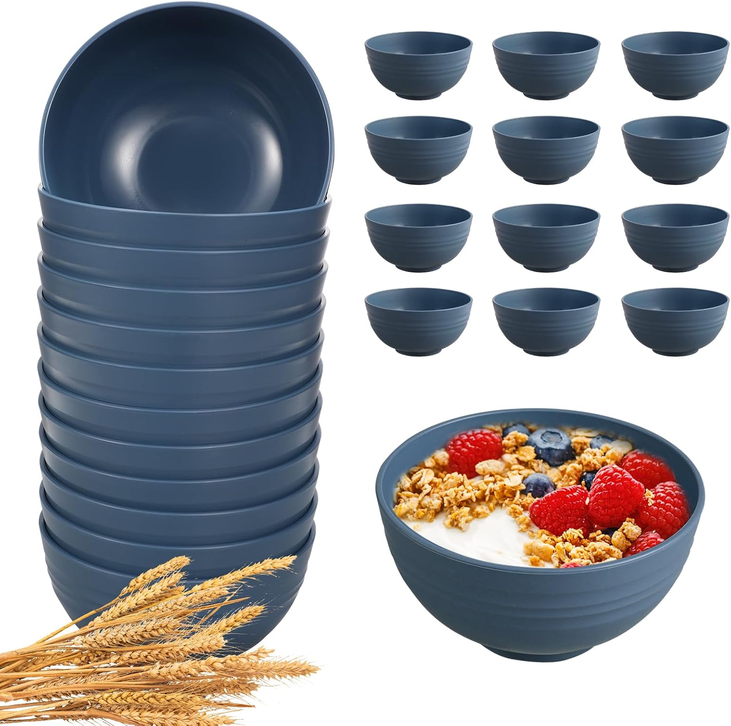 Wheat Straw Unbreakable Bowls - 12-Piece Set - Image 18