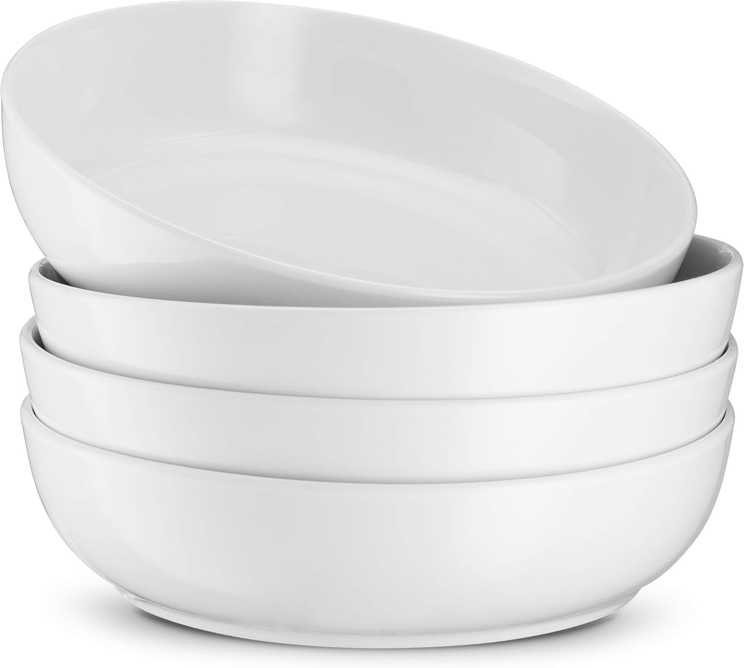White Ceramic Pasta Bowls - 4-Piece