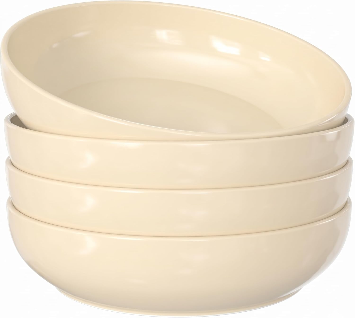 White Ceramic Pasta Bowls - 4-Piece - Image 17
