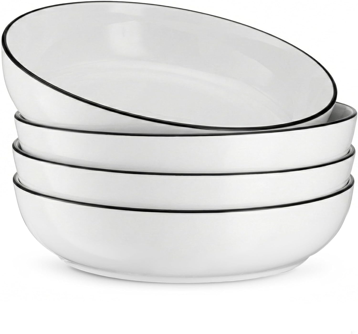 White Ceramic Pasta Bowls - 4-Piece - Image 15