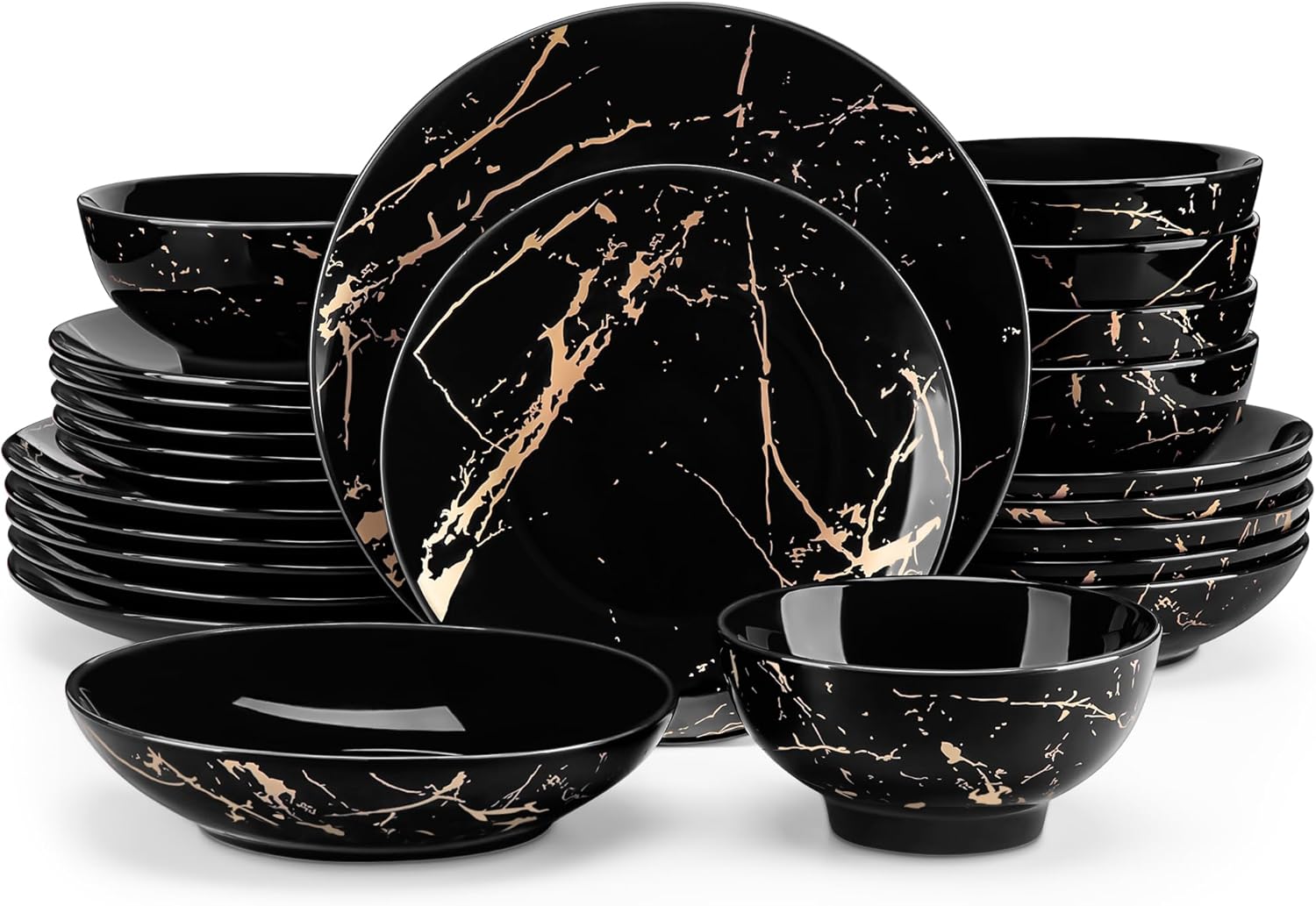 Black Porcelain Dinnerware Set - 16-Piece - Image 13