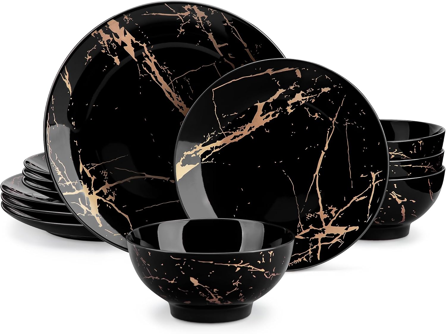 Black Porcelain Dinnerware Set - 16-Piece - Image 8