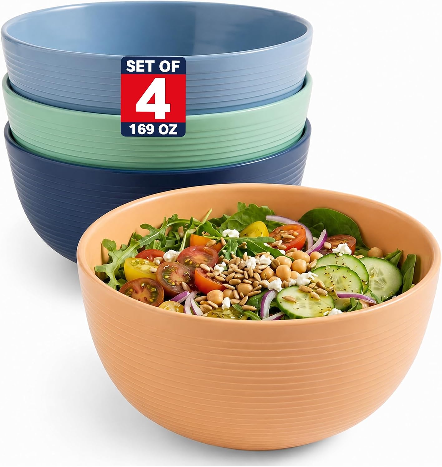 Nestable Plastic Serving Bowls - 4-Piece - 169 oz - Image 9