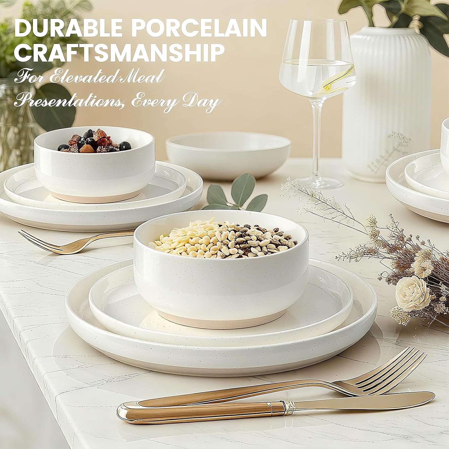 Cream White Dinnerware Set - 12-Piece - Image 7