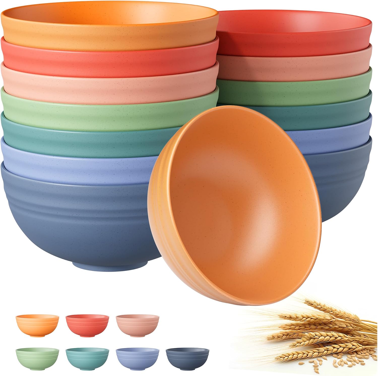 Wheat Straw Cereal Bowls - 10-Piece Set - Image 10