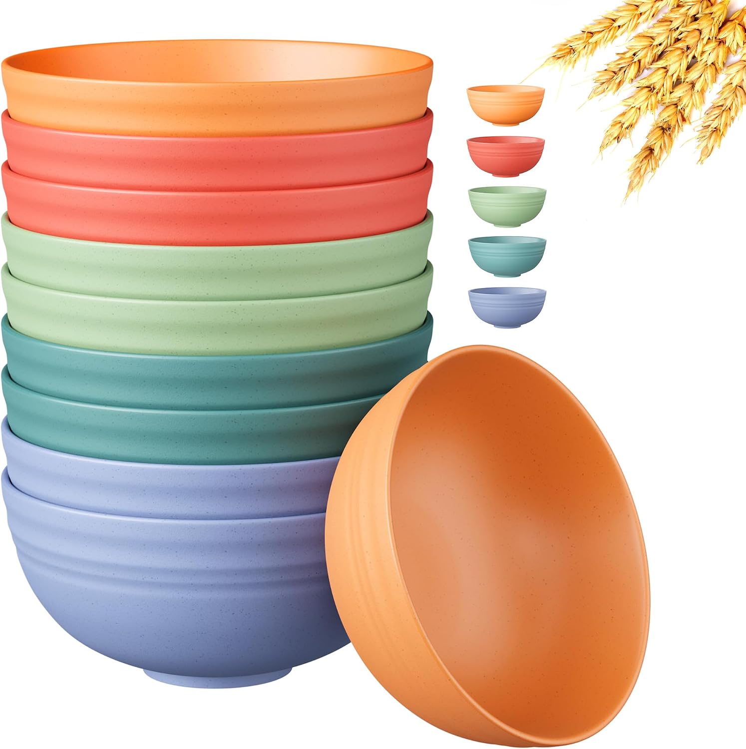 Wheat Straw Cereal Bowls - 10-Piece Set