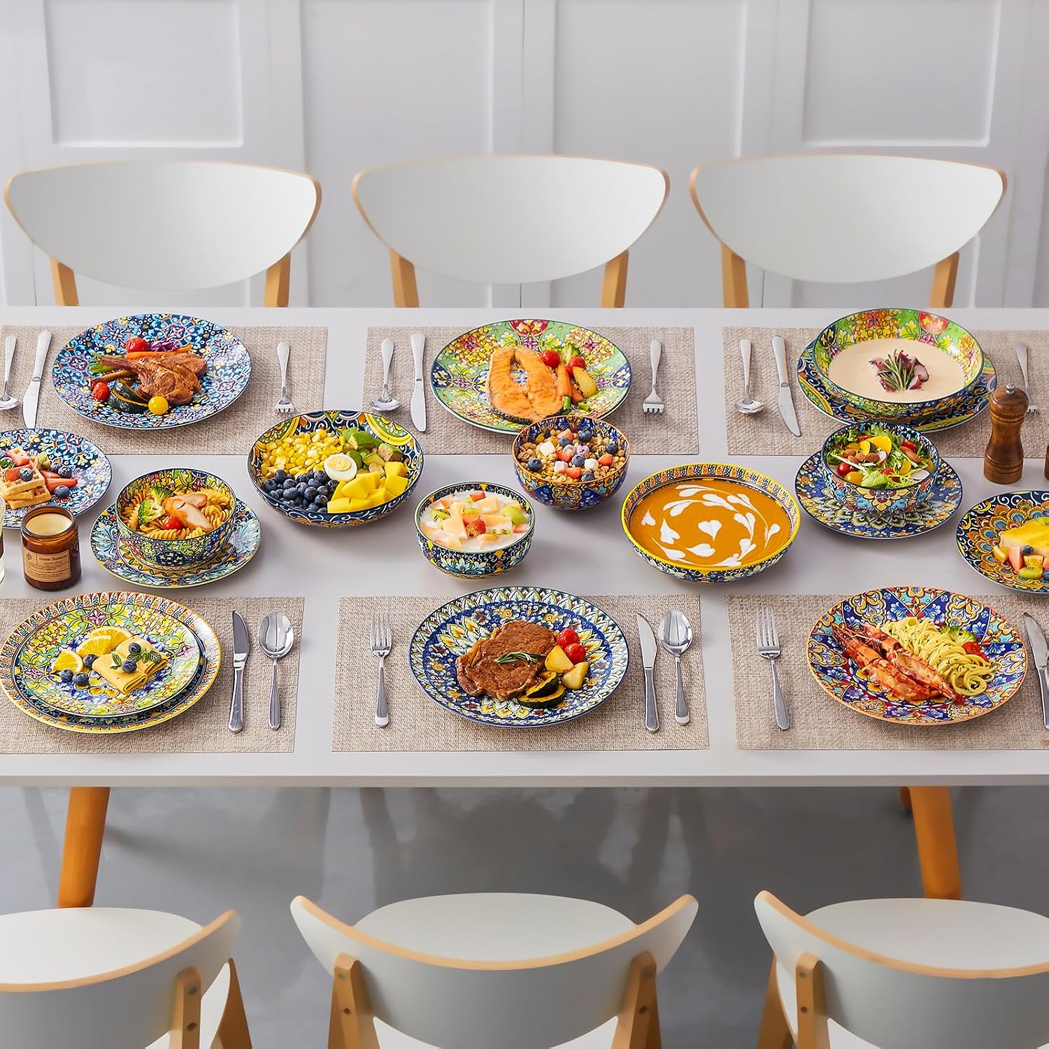 Bohemian Porcelain Dinnerware Set - 24-Piece - Image 8