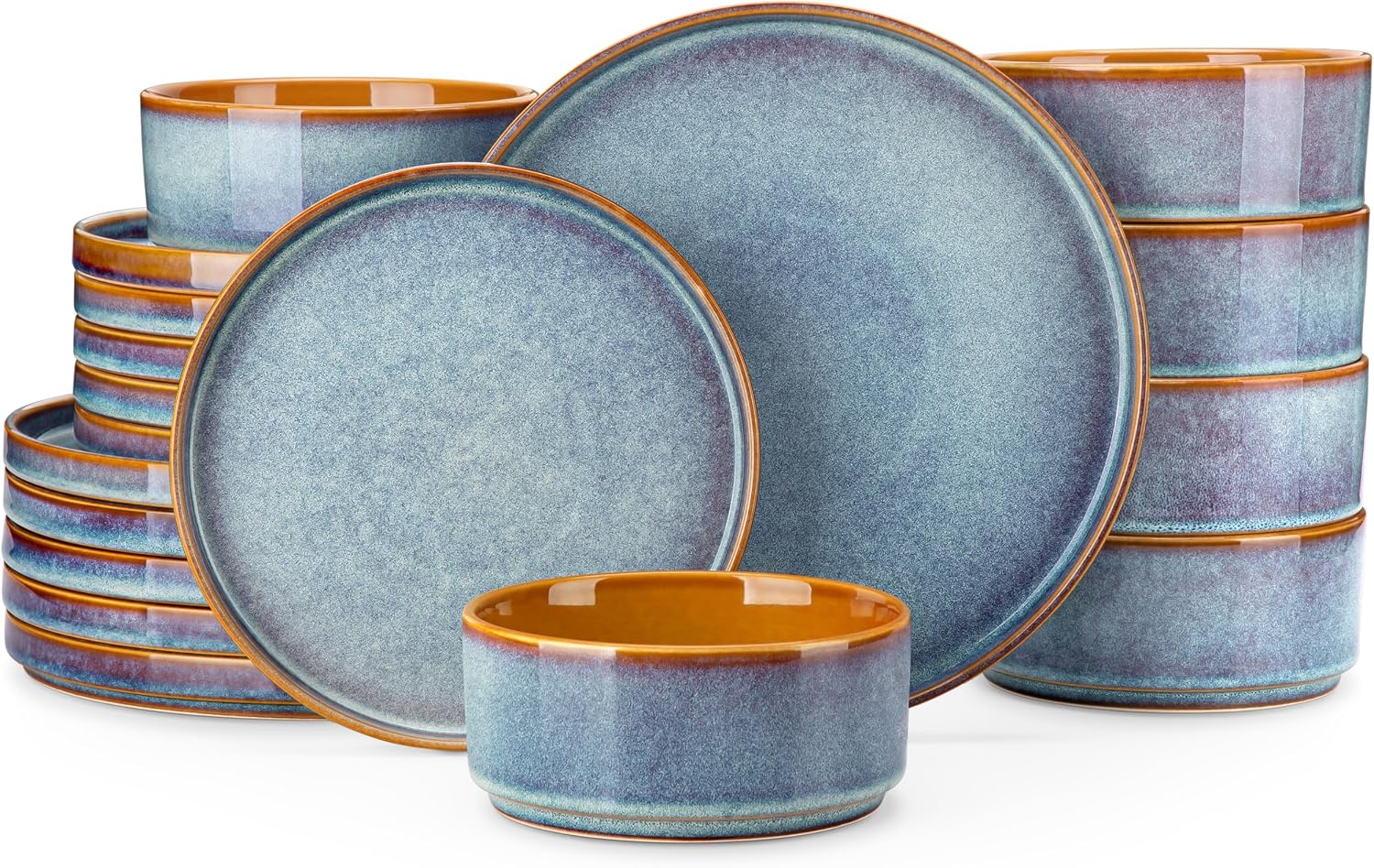 Stoneware Dinnerware Set Reactive Glaze - 12-Piece Stoneware - Image 9