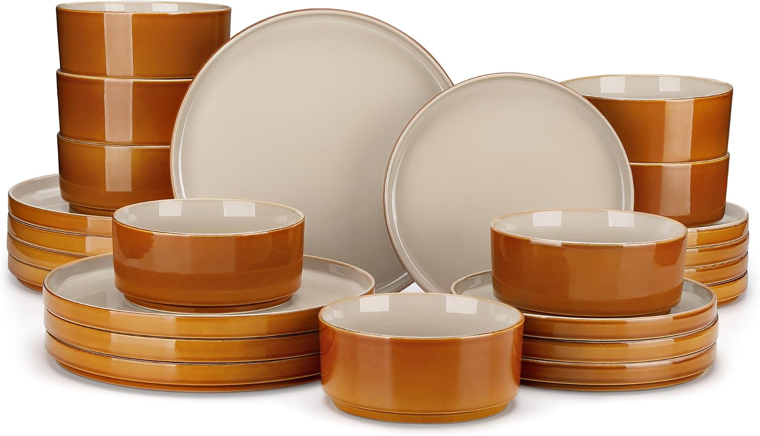 Stoneware Dinnerware Set Reactive Glaze - 12-Piece Stoneware - Image 11