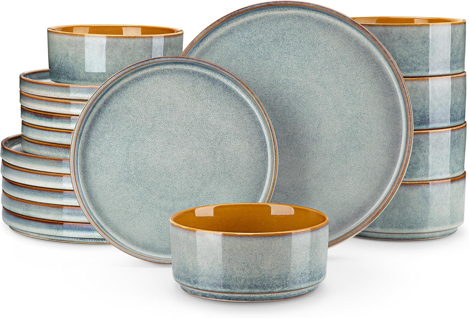 Stoneware Dinnerware Set Reactive Glaze - 12-Piece Stoneware - Image 17