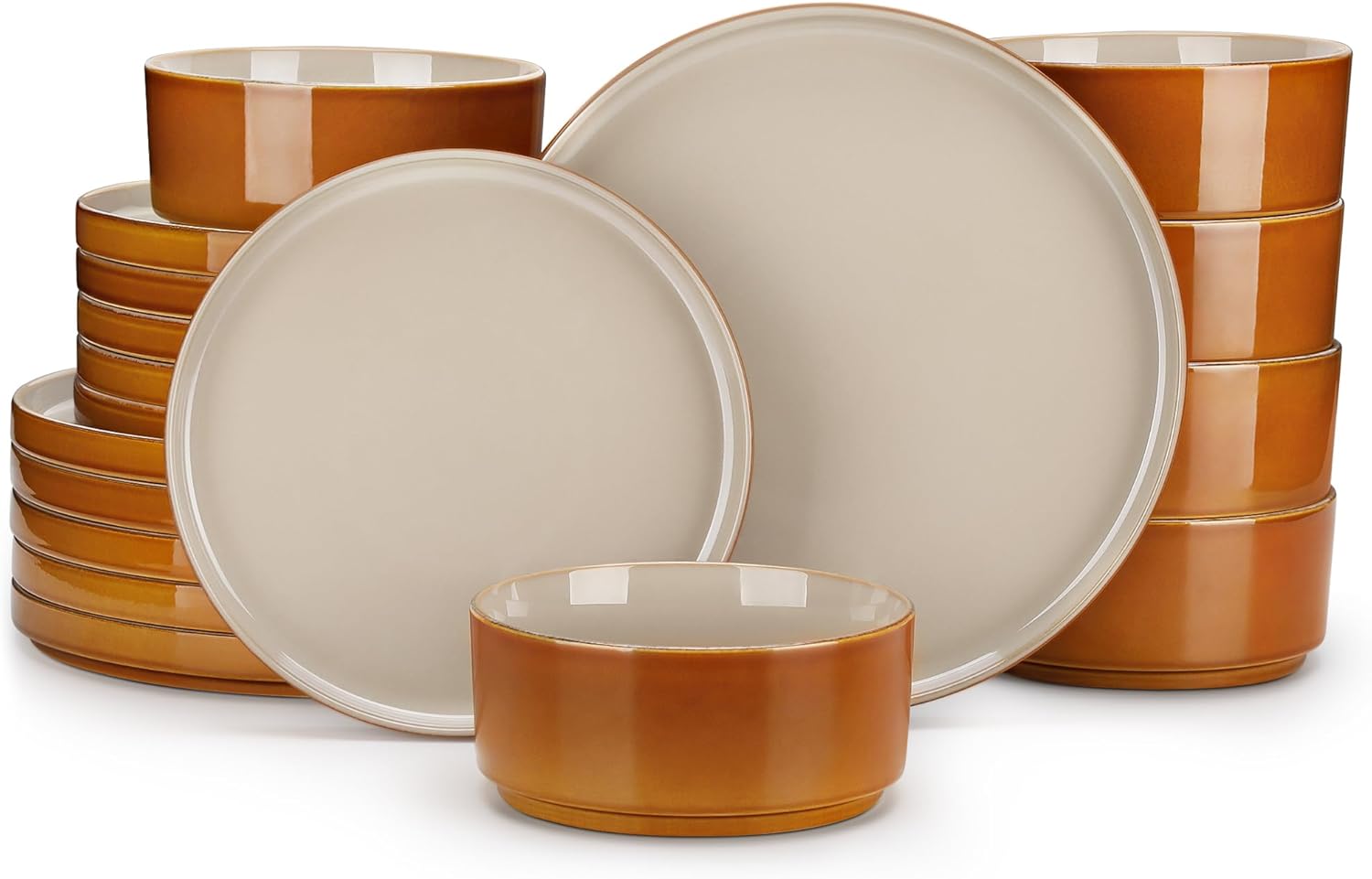Stoneware Dinnerware Set Reactive Glaze - 12-Piece Stoneware - Image 20