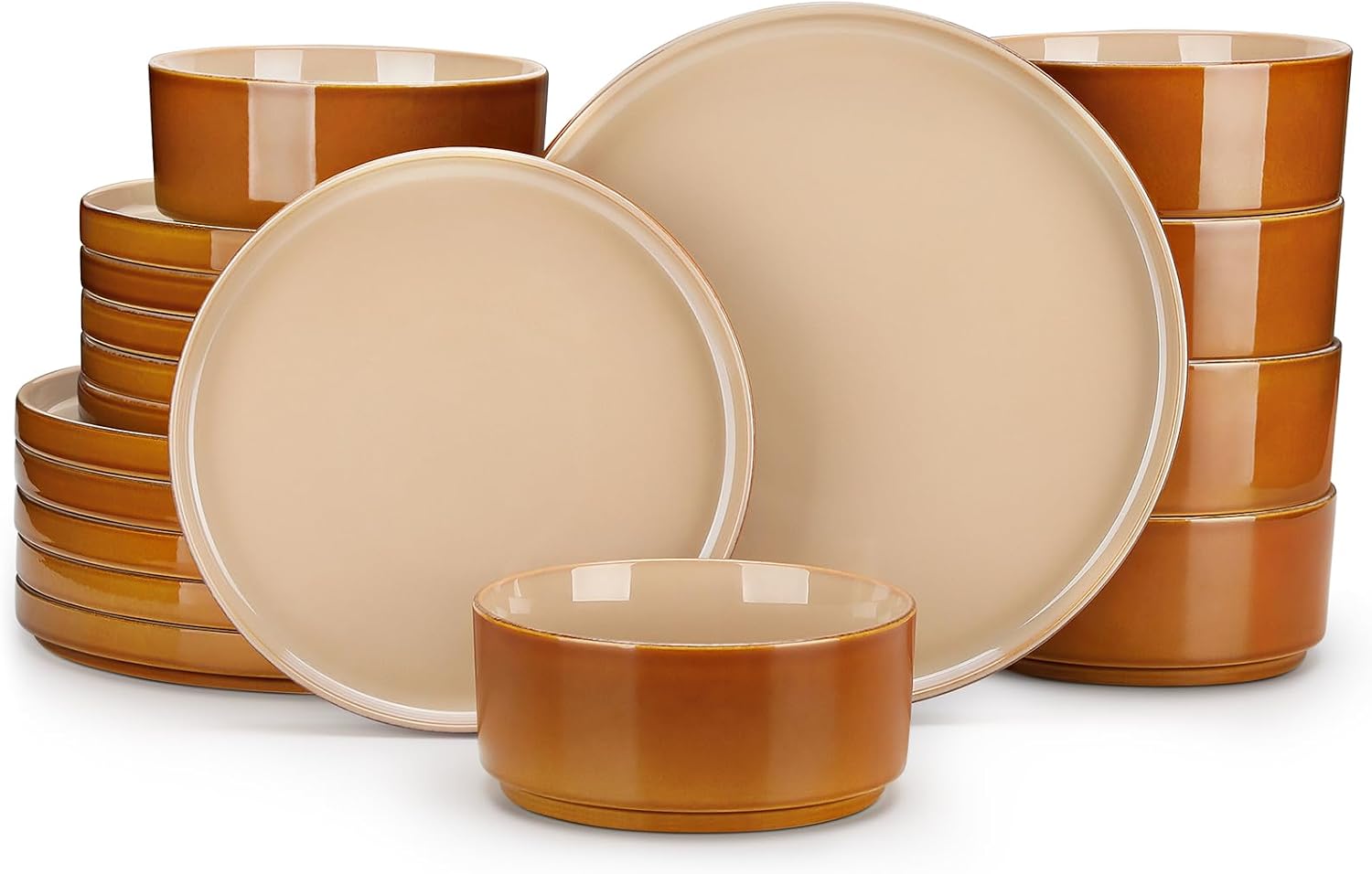 Stoneware Dinnerware Set Reactive Glaze - 12-Piece Stoneware - Image 18