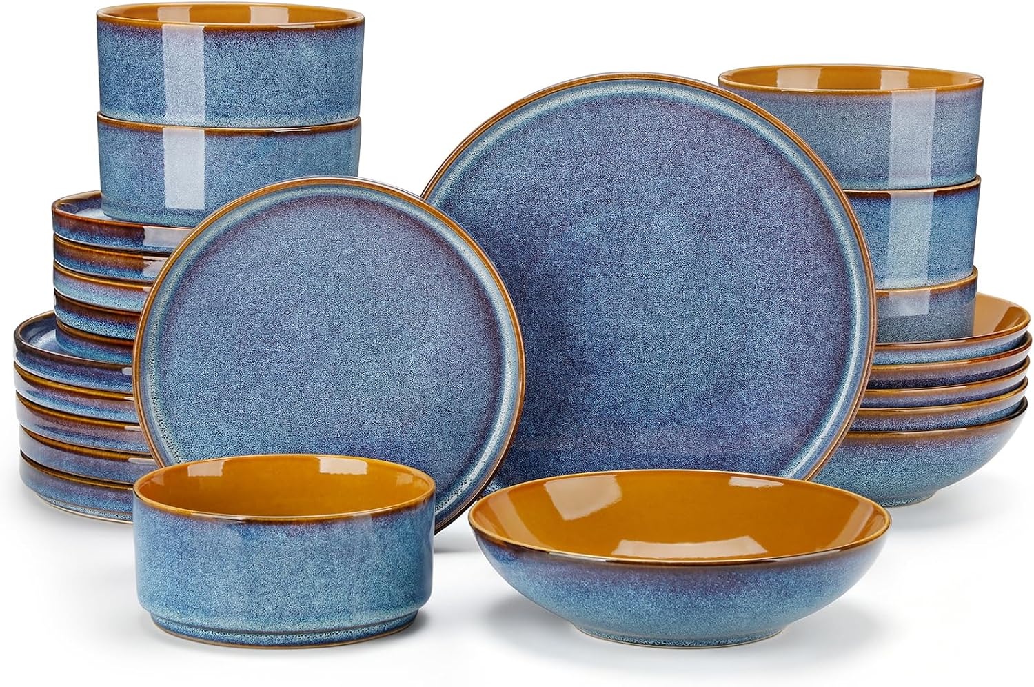 Stoneware Dinnerware Set Reactive Glaze - 12-Piece Stoneware - Image 12