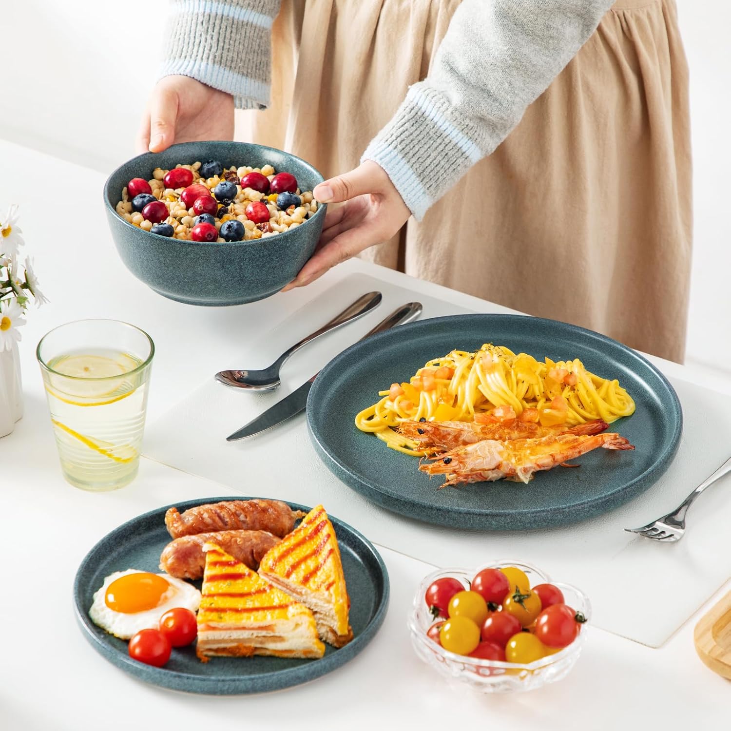 18-Piece Smoky Teal Dinnerware - Image 7