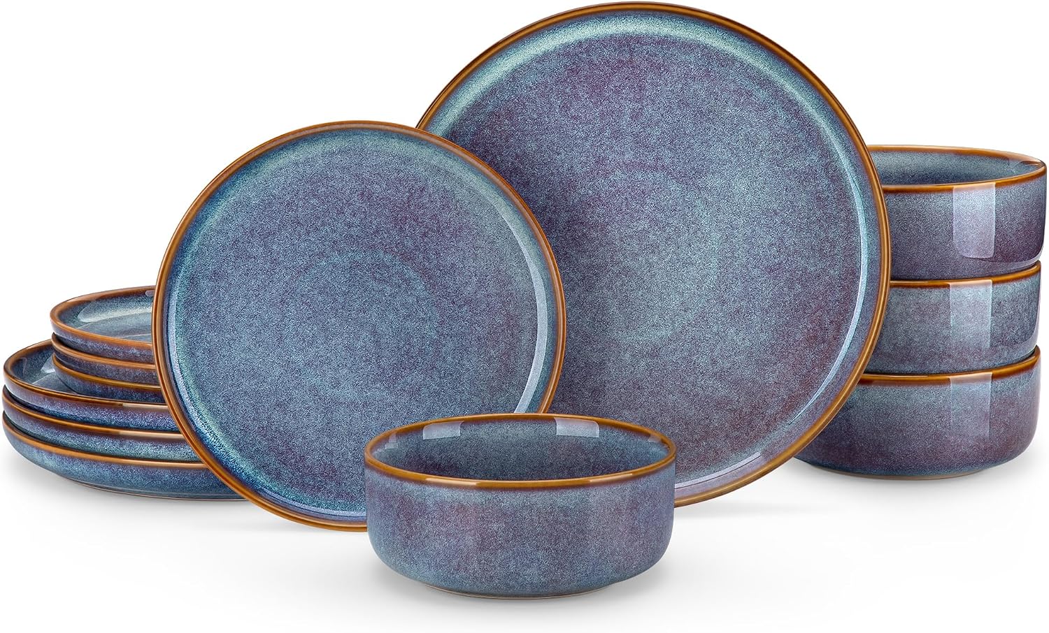 Grey-blue Reactive Glaze Dinnerware - 12-Piece Set
