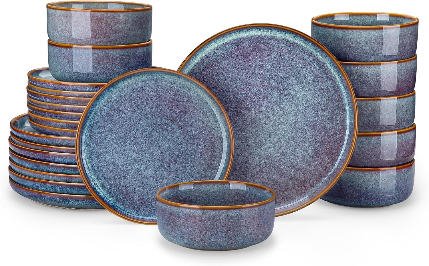 Grey-blue Reactive Glaze Dinnerware - 12-Piece Set - Image 10