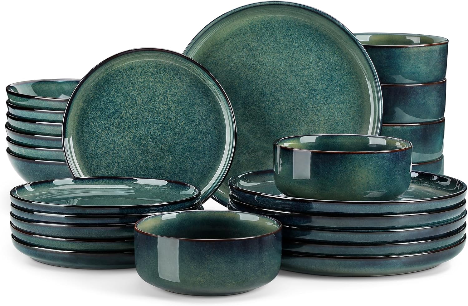Grey-blue Reactive Glaze Dinnerware - 12-Piece Set - Image 19