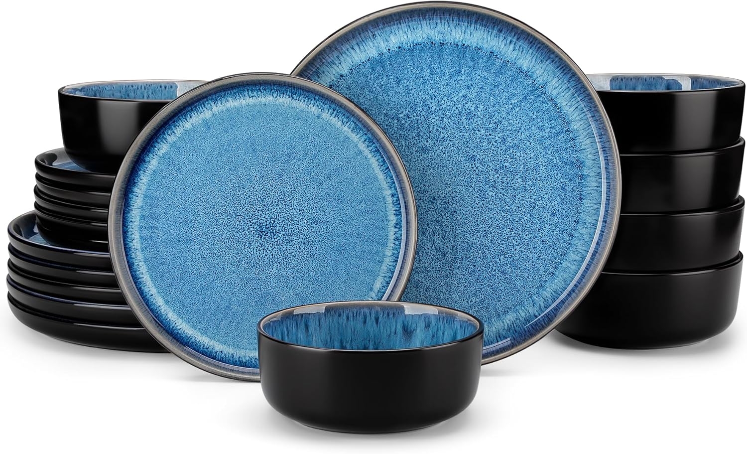 Grey-blue Reactive Glaze Dinnerware - 12-Piece Set - Image 11