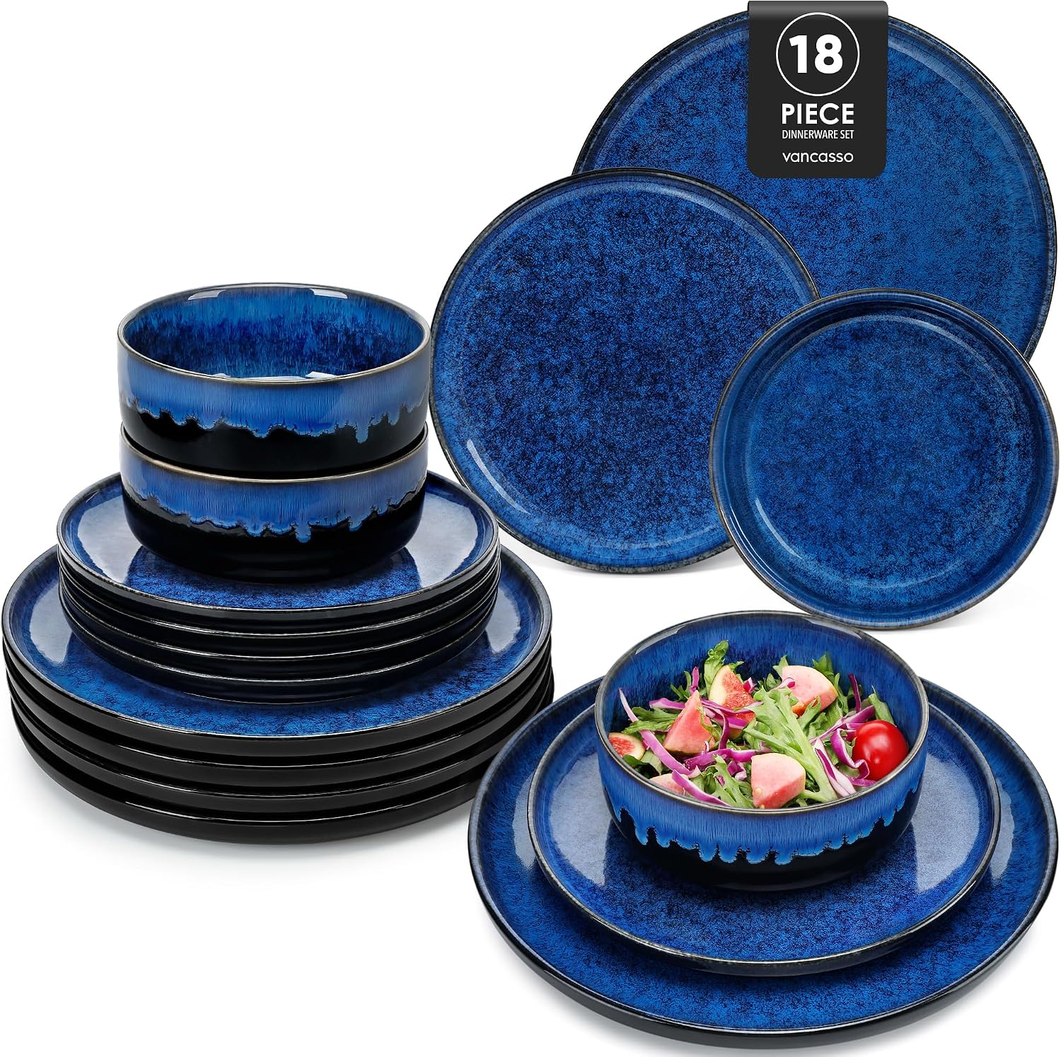 Grey-blue Reactive Glaze Dinnerware - 12-Piece Set - Image 21