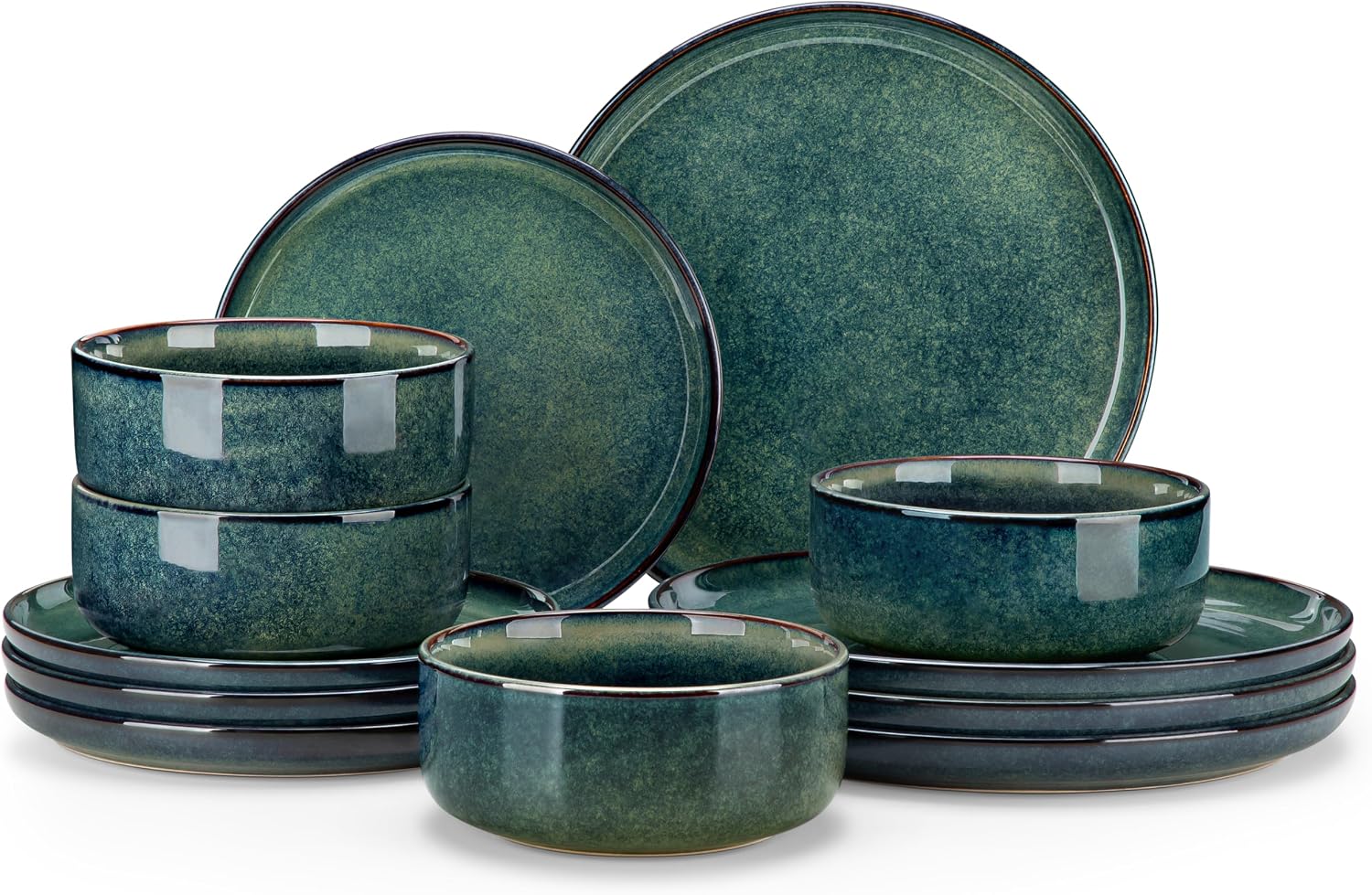 Grey-blue Reactive Glaze Dinnerware - 12-Piece Set - Image 17