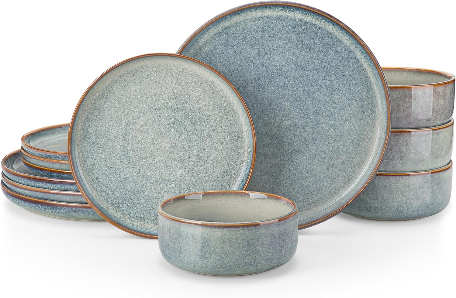 Grey-blue Reactive Glaze Dinnerware - 12-Piece Set - Image 27