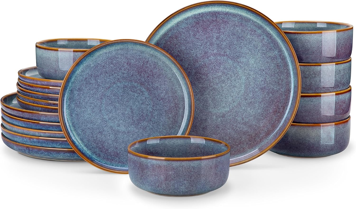 Grey-blue Reactive Glaze Dinnerware - 12-Piece Set - Image 9