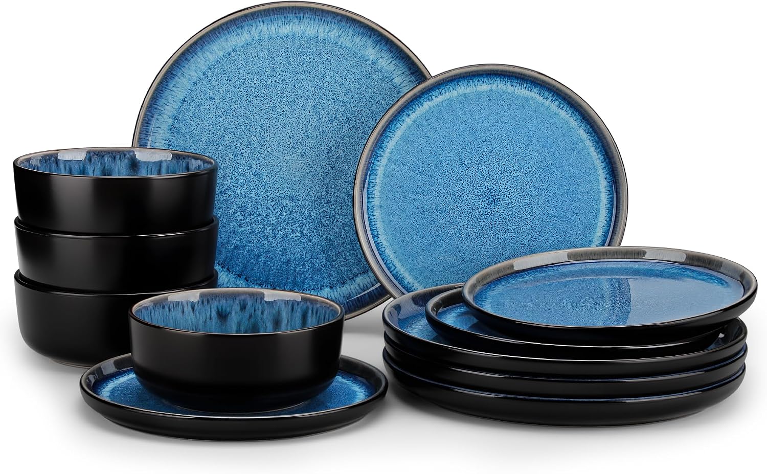 Grey-blue Reactive Glaze Dinnerware - 12-Piece Set - Image 13