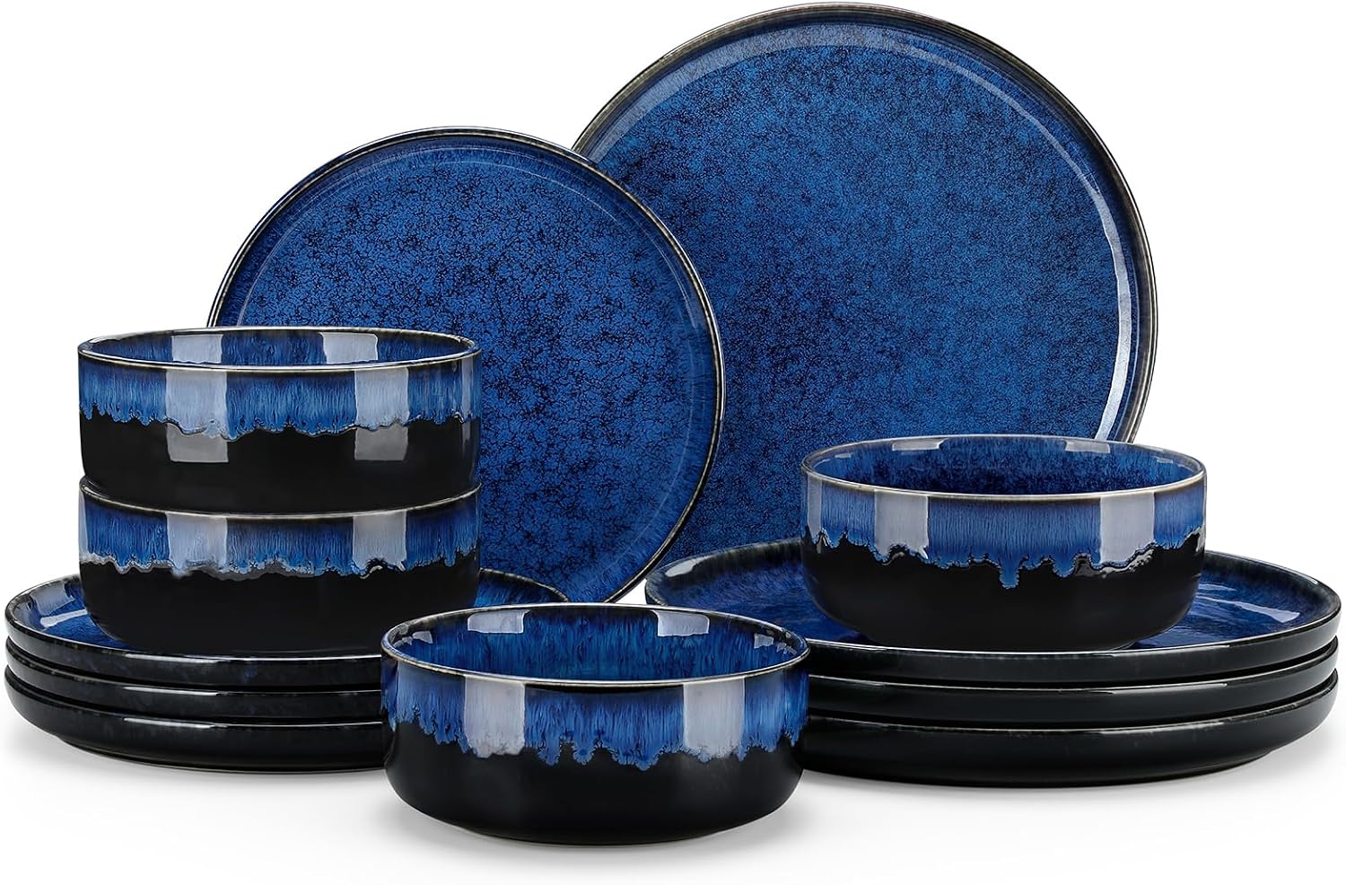 Grey-blue Reactive Glaze Dinnerware - 12-Piece Set - Image 25