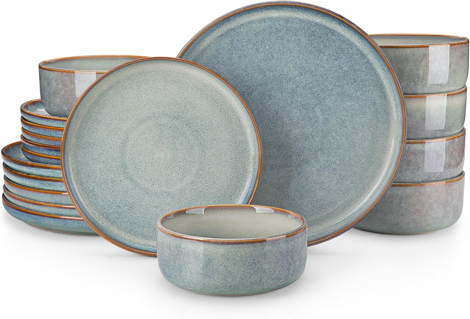 Grey-blue Reactive Glaze Dinnerware - 12-Piece Set - Image 16