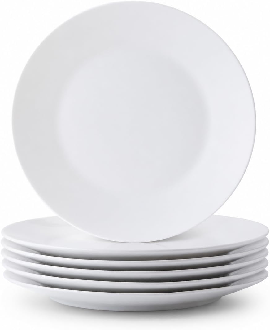 White Ceramic Dinner Plates - Set of 6 - Image 14